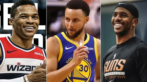 Russell Westbrook, Stephen Curry y Chris Paul (@WashWizards, Getty Images y @Suns)
