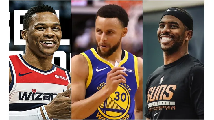 Russell Westbrook, Stephen Curry y Chris Paul (@WashWizards, Getty Images y @Suns)