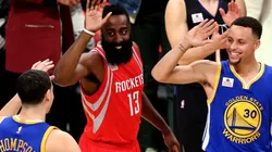 Klay Thompson, James Harden y Stephen Curry