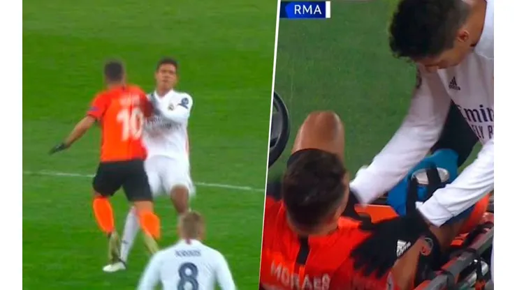 La jugada por la que pidieron la roja a Varane: el rival se fue en camilla