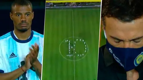 Hay amor en la rivalidad: Central y River homenajearon a Diego en Arroyito