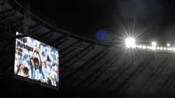 Foto de Diego Maradona en los estadios de Brasil.