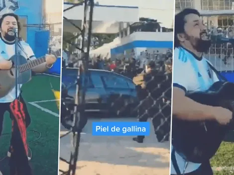 Video: se paró al lado de la caravana y le dedicó la mejor canción a Maradona