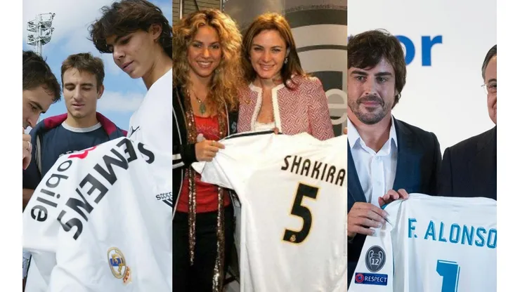Nadal, Shakira y Alonso recibieron la camiseta de Real Madrid con su apellido.