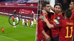 Gol de Álvaro Morata y posterior festejo.