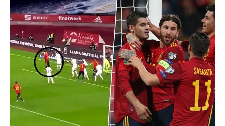 Gol de Álvaro Morata y posterior festejo.
