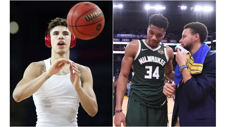 LaMelo Ball, Giannis Antetokounmpo y Stephen Curry