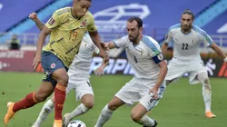 La Selección Colombia en partido de Eliminatorias contra Uruguay en Barranquilla.