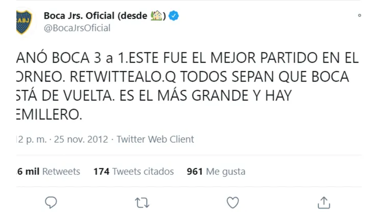 Están explotando en Twitter: los tuits del 2012 de Boca que se hicieron virales