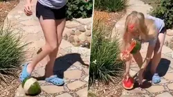 Video viral: se agachó a buscarla sin saber que era una sandía diabólica