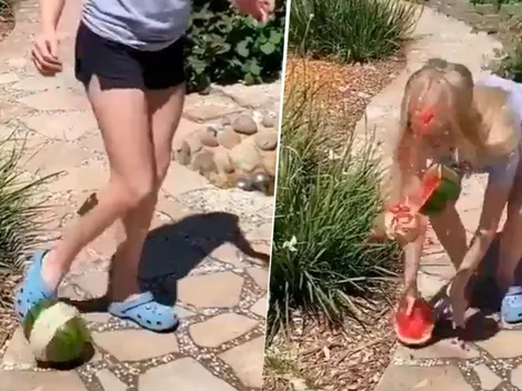 Video viral: se agachó a buscarla sin saber que era una sandía diabólica