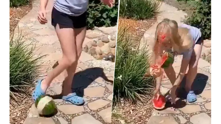 Video viral: se agachó a buscarla sin saber que era una sandía diabólica