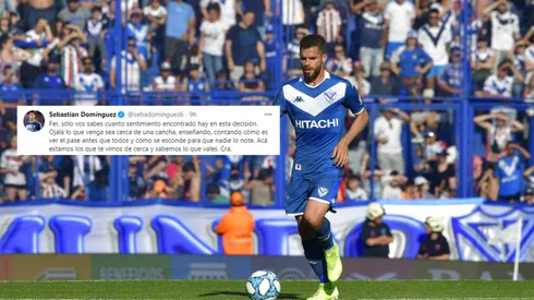 Foto de Fernando Gago y el mensaje de Sebastián Domínguez.