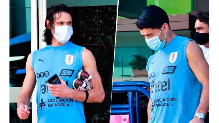 Edinson Cavani y Luis Suárez en Barranquilla.