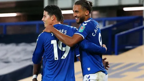 James Rodríguez y Dominic Calvert Lewin juntos en el Everton.