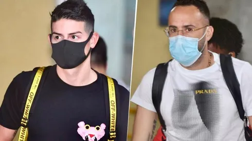 James Rodríguez y David Ospina, encabezaron la comitiva de futbolistas que llegaron a Barranquilla directo desde Europa.