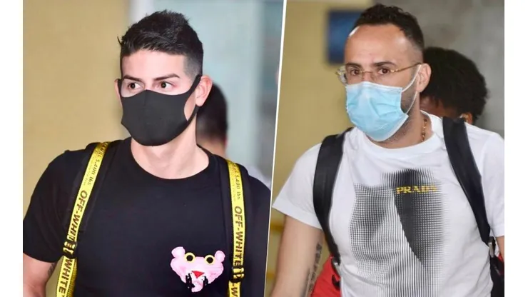 James Rodríguez y David Ospina, encabezaron la comitiva de futbolistas que llegaron a Barranquilla directo desde Europa.