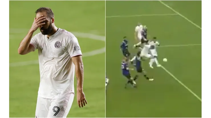 Gonzalo Higuaín erró un gol con Inter Miami (Getty Images y captura de pantalla)