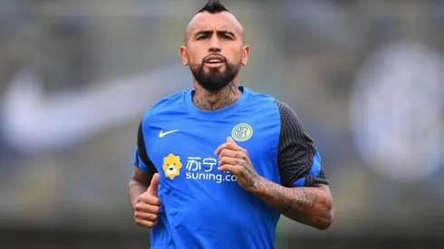 Arturo Vidal entrenando en Inter de Milán.
