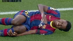 La cara de dolor de Ansu Fati lo dice todo.