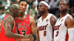 Michael Jordan, Scottie Pippen, LeBron James y Dwayne Wade