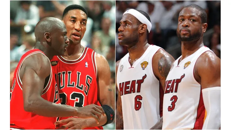 Michael Jordan, Scottie Pippen, LeBron James y Dwayne Wade