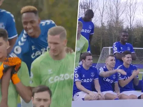 Everton tomó la foto oficial del equipo: James y Mina fueron solo risas