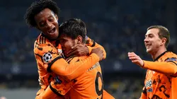 Álvaro Morata festeja su gol en Champions tras la asistencia de Juan Guillermo Cuadrado