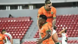 El grito de gol de los jugadores de Banfield.