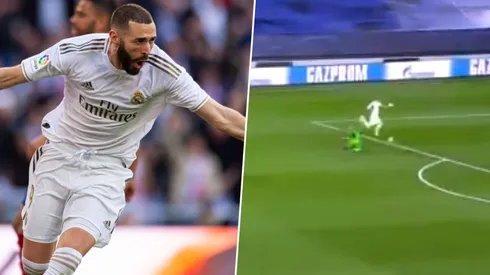 Gol de Karim Benzema y festejo.