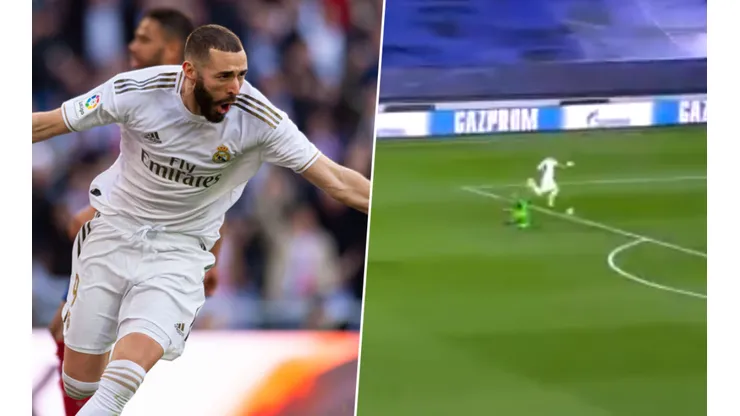 Gol de Karim Benzema y festejo.
