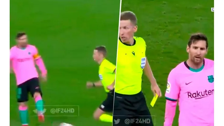 Messi se enojó, le tiró un pelotazo al árbitro y pudo ganarse la roja
