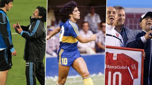 Foto de las imágenes que subieron los equipos con Diego Maradona.