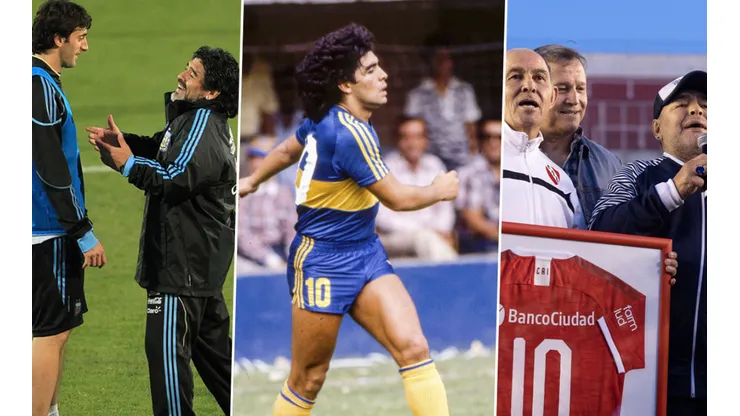 Foto de las imágenes que subieron los equipos con Diego Maradona.