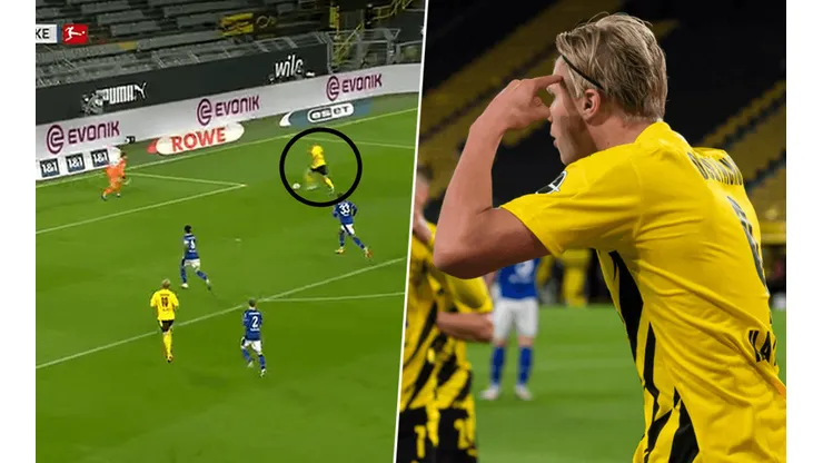 Enorme jugada de Erling Haaland.