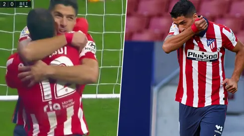 Festejo de gol de Luis Suárez.