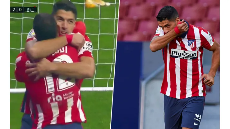 Festejo de gol de Luis Suárez.