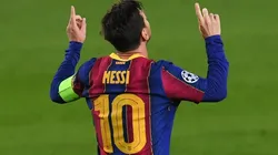 El festejo tradicional de Lionel Messi.