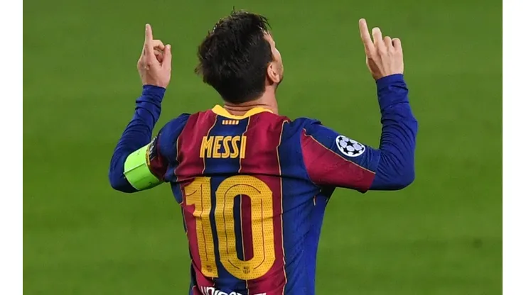 El festejo tradicional de Lionel Messi.