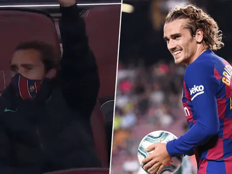 Video: desde el banco, Griezmann cantó como loco el himno de Barcelona