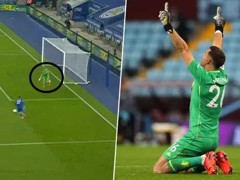 Video: con el pecho, 'Dibu' Martínez salvó a Aston Villa contra Leicester