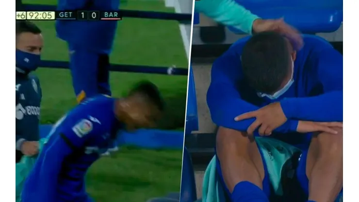 El enojo del Cucho Hernández en el duelo Getafe vs. Barcelona.