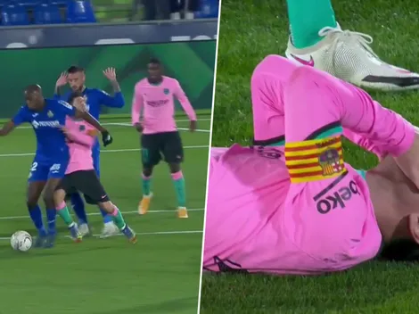 ¡Durísimo! Nyom le metió un terrible codazo a Messi y lo dejó tendido en el suelo