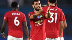 Bruno Fernandes celebrando un gol para el Manchester United en la Premier League (Getty Images)