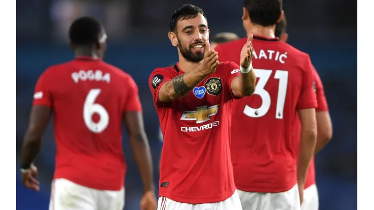 Bruno Fernandes celebrando un gol para el Manchester United en la Premier League (Getty Images)
