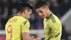 Radamel Falcao y James Rodríguez con la Selección Colombia.