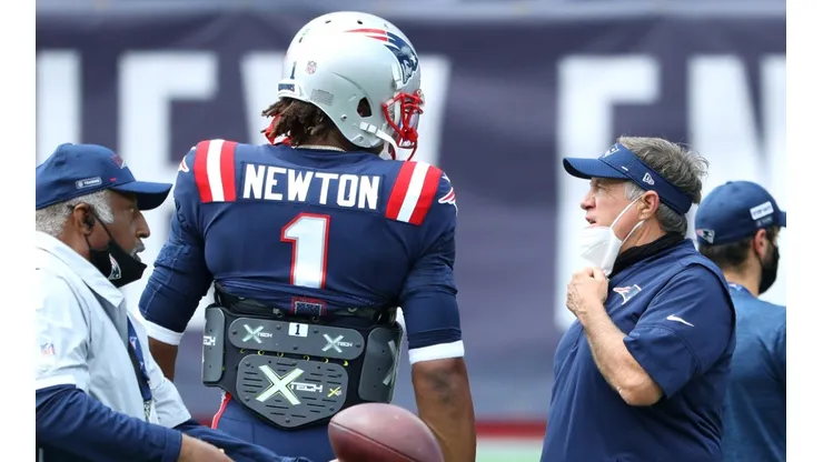 Cam Newton y Bill Belichick