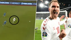 Corrida y festejo de Christian Eriksen.