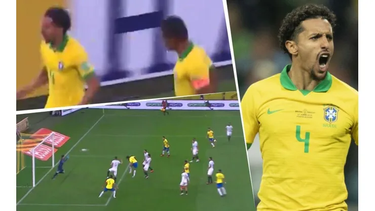 Gol de Marquinhos y 1-0 de Brasil.