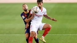 Jordi Alba durante el partido contra Sevilla.